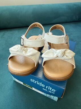Stride Rite Whitney White Knot-Front Girls' Sandals